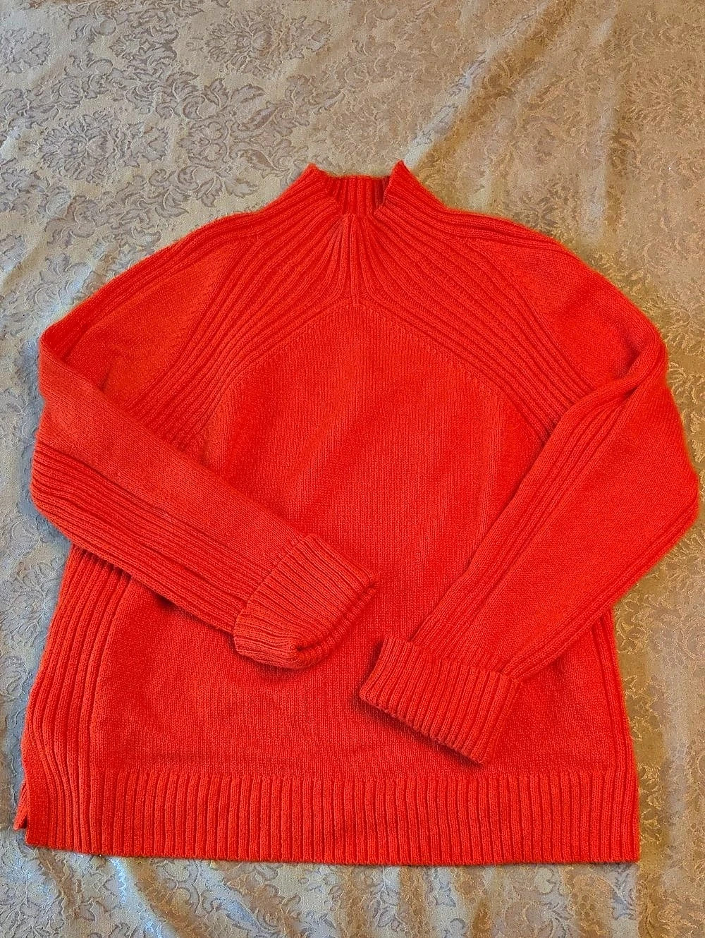 Talbots Orange Ribbed Turtleneck Sweater Like New